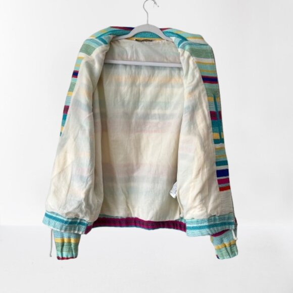 NEW Zara Cotton Blend Jacquard Multi-colored Bomber Jacket, Size L - Picture 15 of 16